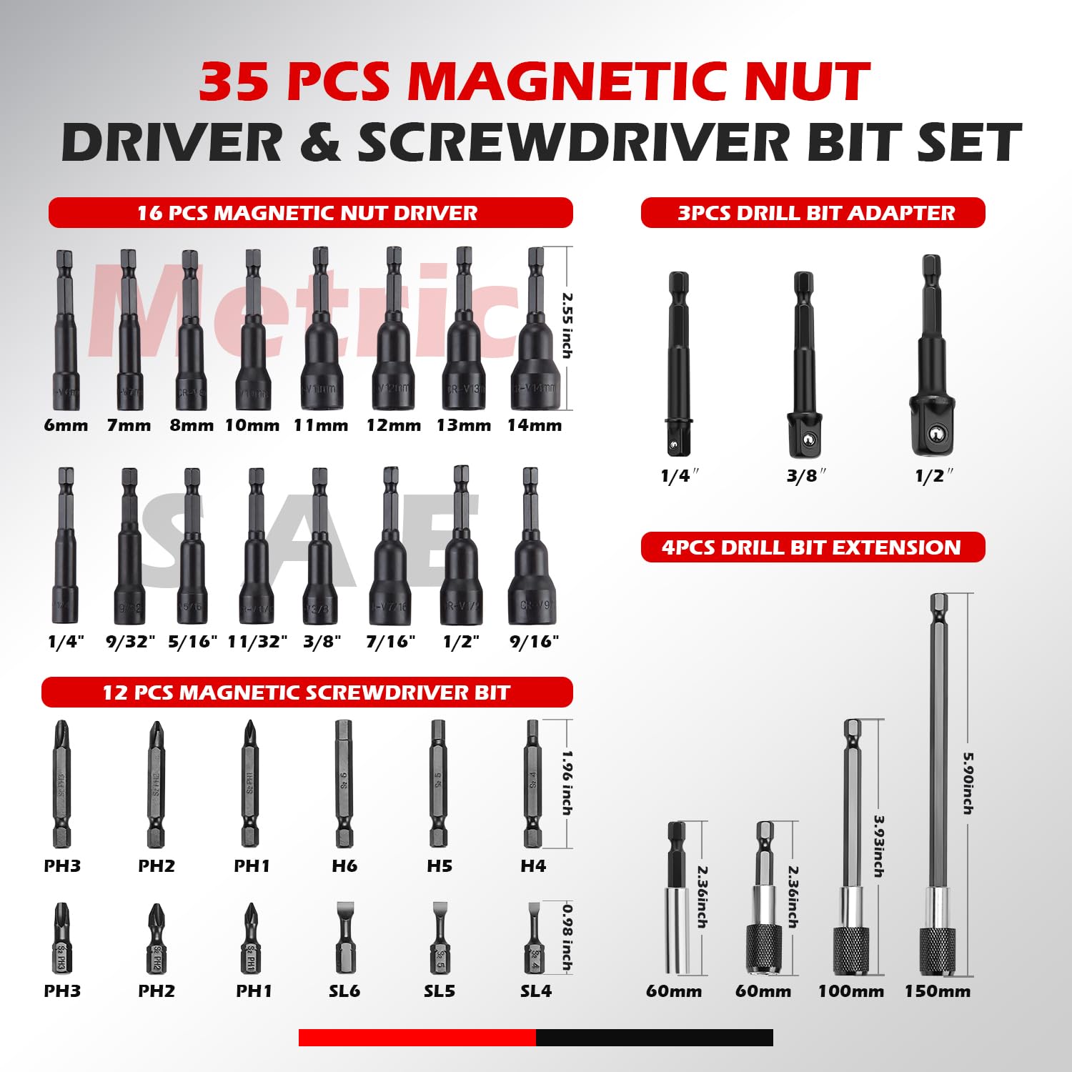 AKM TOOL 35PCS metric selection highlighted for precise fastener sizes