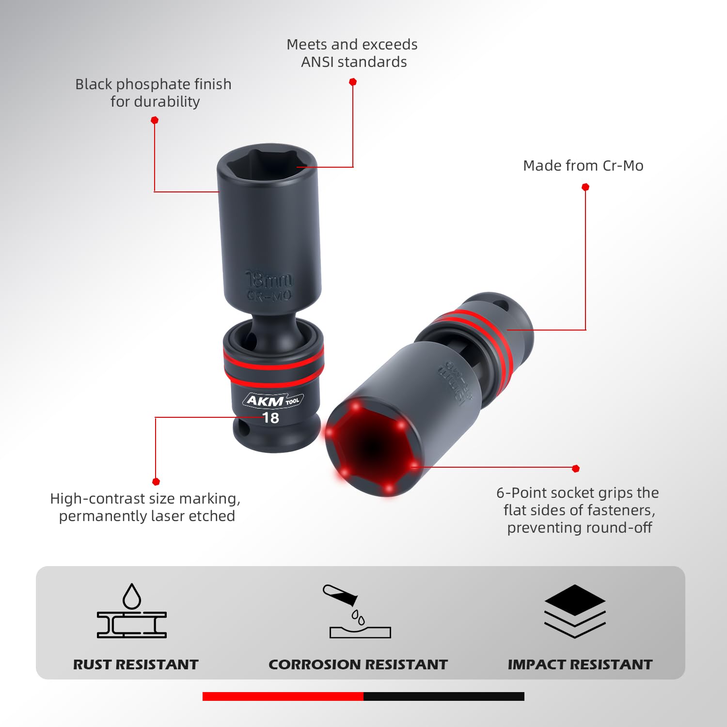 AKM TOOL Cr-Mo steel construction for durable daily use.