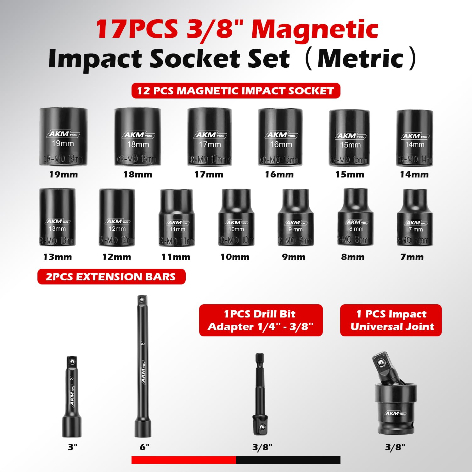 AKM TOOL extension bar 3-inch reaches tight spaces while maintaining torque