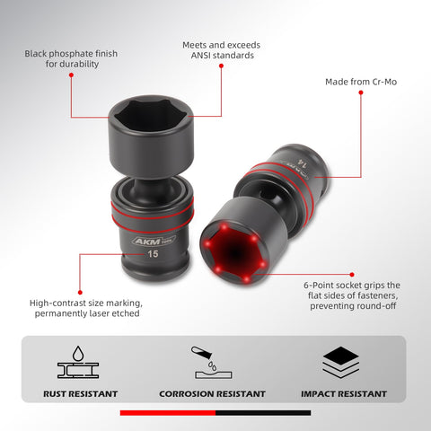AKM TOOL impact socket adapter 1/2in-3/8in for mixed drive setups.