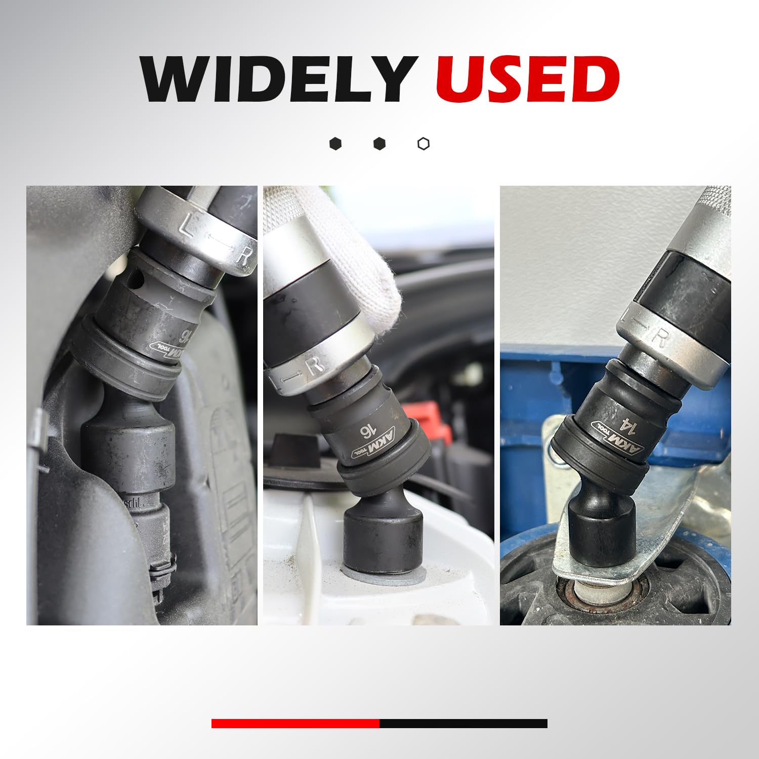 AKM TOOL laser-marked sockets stay legible in low light conditions.