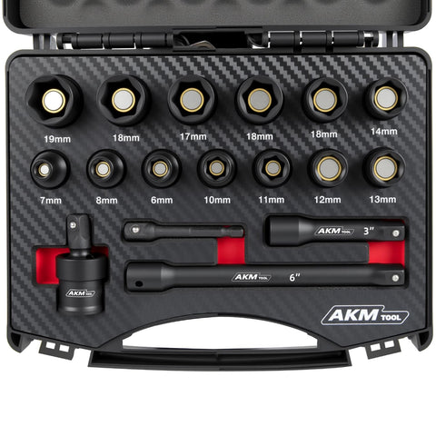 AKM TOOL magnetic impact socket set showing strong retention for secure fastener grip