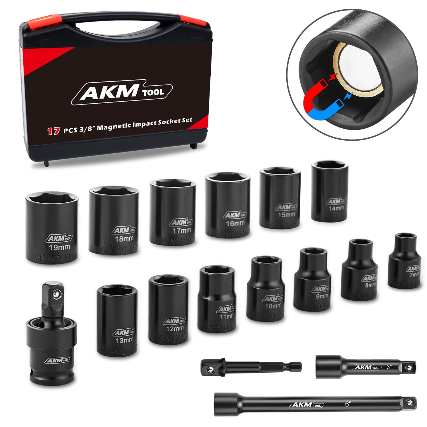 AKM TOOL premium CR-MO sockets durable for heavy-duty impact tools
