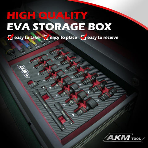 AKM TOOL EVA foam organizer keeps tools neatly arranged and portable.