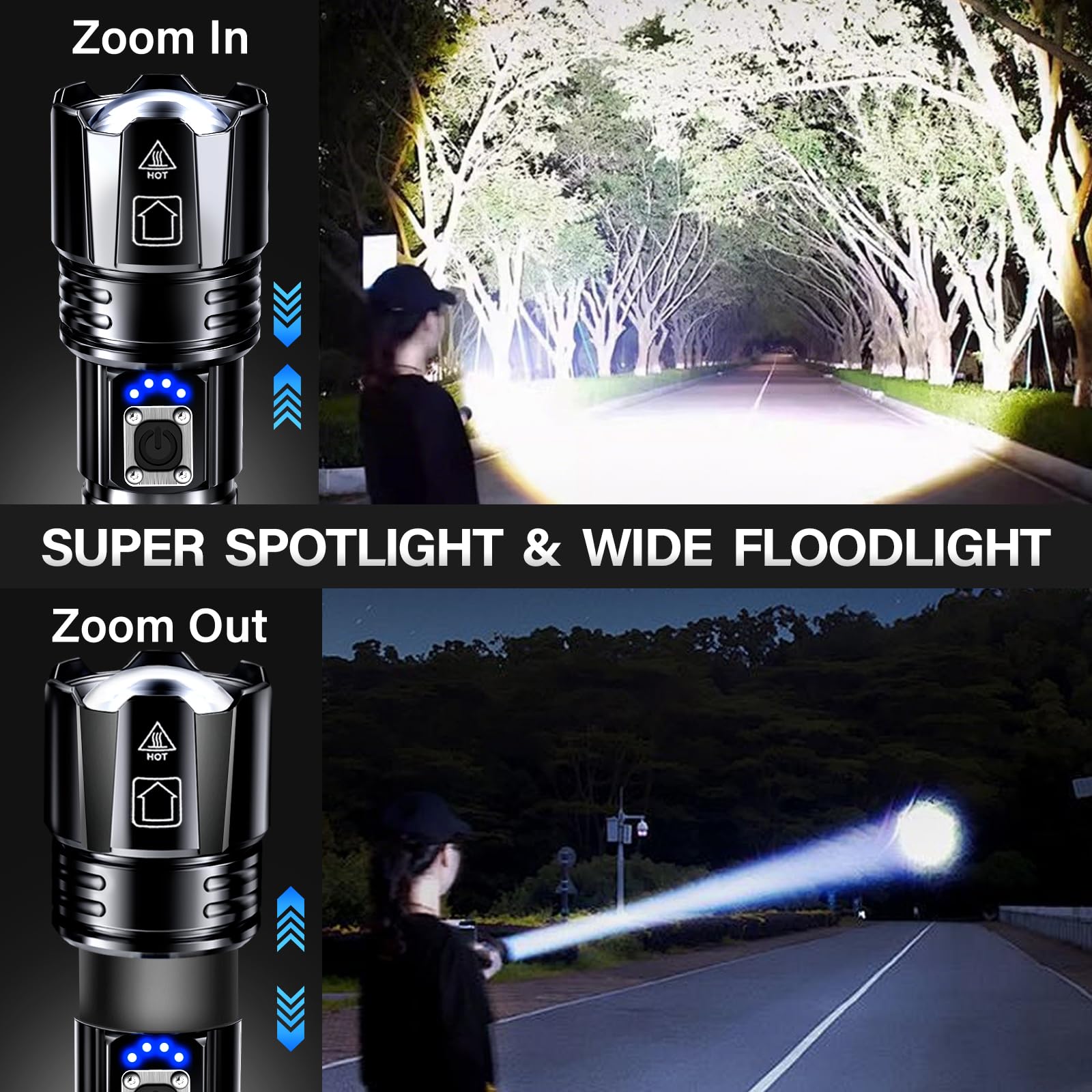 AKNEAR flashlight offers five lighting modes for various tasks