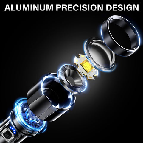 AKNEAR flashlight with zoomable head for versatile flood-to-spot lighting