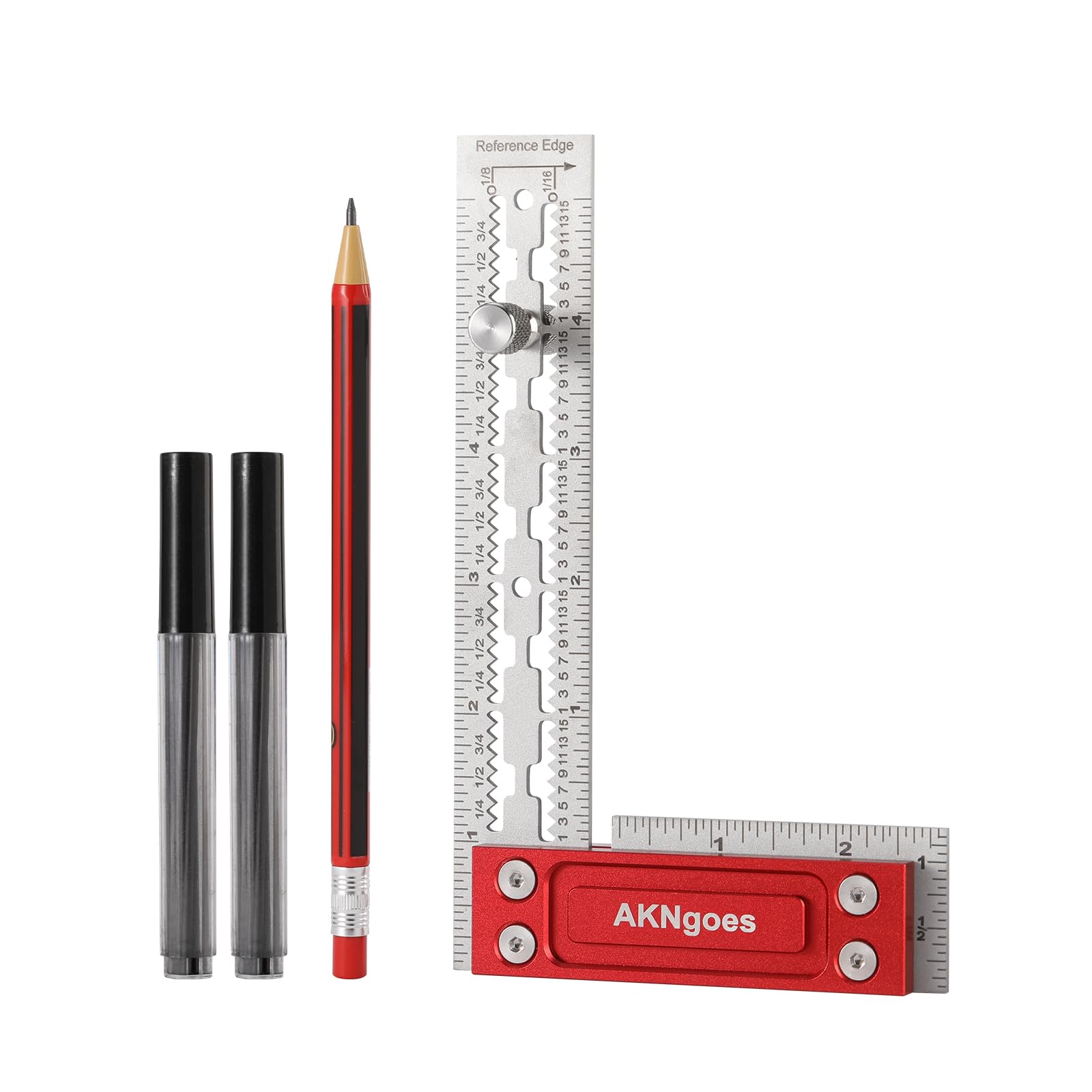 AKNgoes precision square blade close-up shows rust-resistant stainless steel for lasting accuracy.