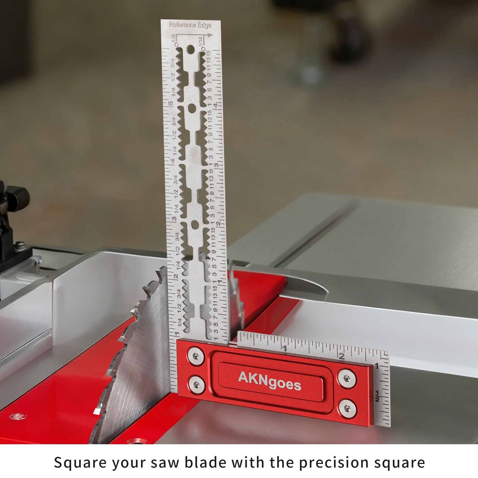 AKNgoes Precision Square end-of-beam scale simplifies machine setup.