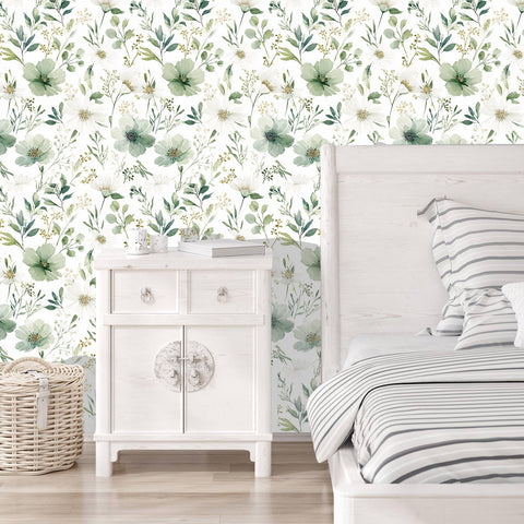 Akodm botanical watercolor design wallpaper highlighting serene natural tones
