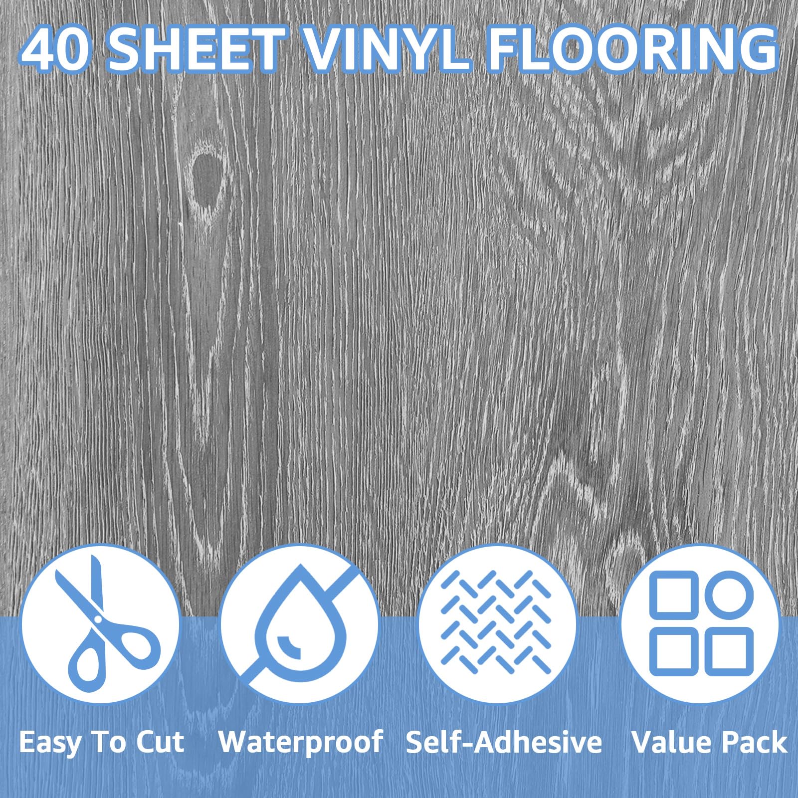 AKOLAFE wood-gray vinyl surface that's water-resistant and easy to wipe