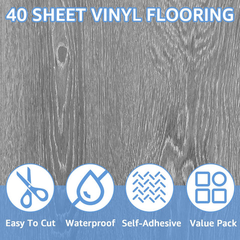 AKOLAFE wood-gray vinyl surface that's water-resistant and easy to wipe