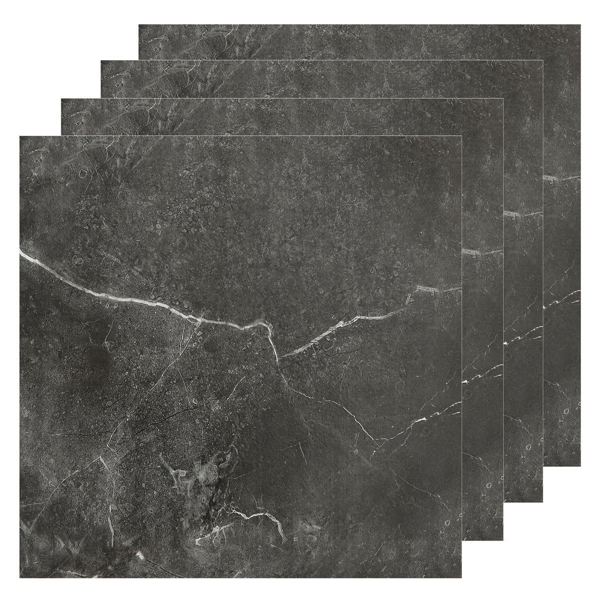 AKOLAFE black marble 12x12 tile close-up showing elegant grain for DIY upgrade