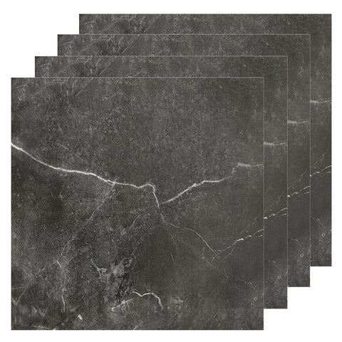 AKOLAFE black marble 12x12 tile close-up showing elegant grain for DIY upgrade
