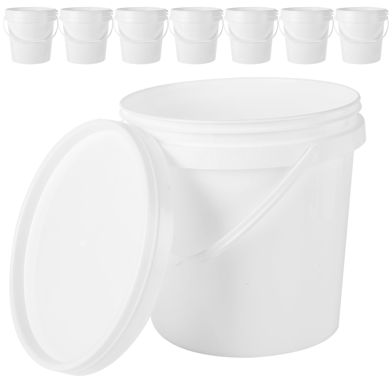 AKOLAFE eight-pack paint cans with lids and handles for organized storage.