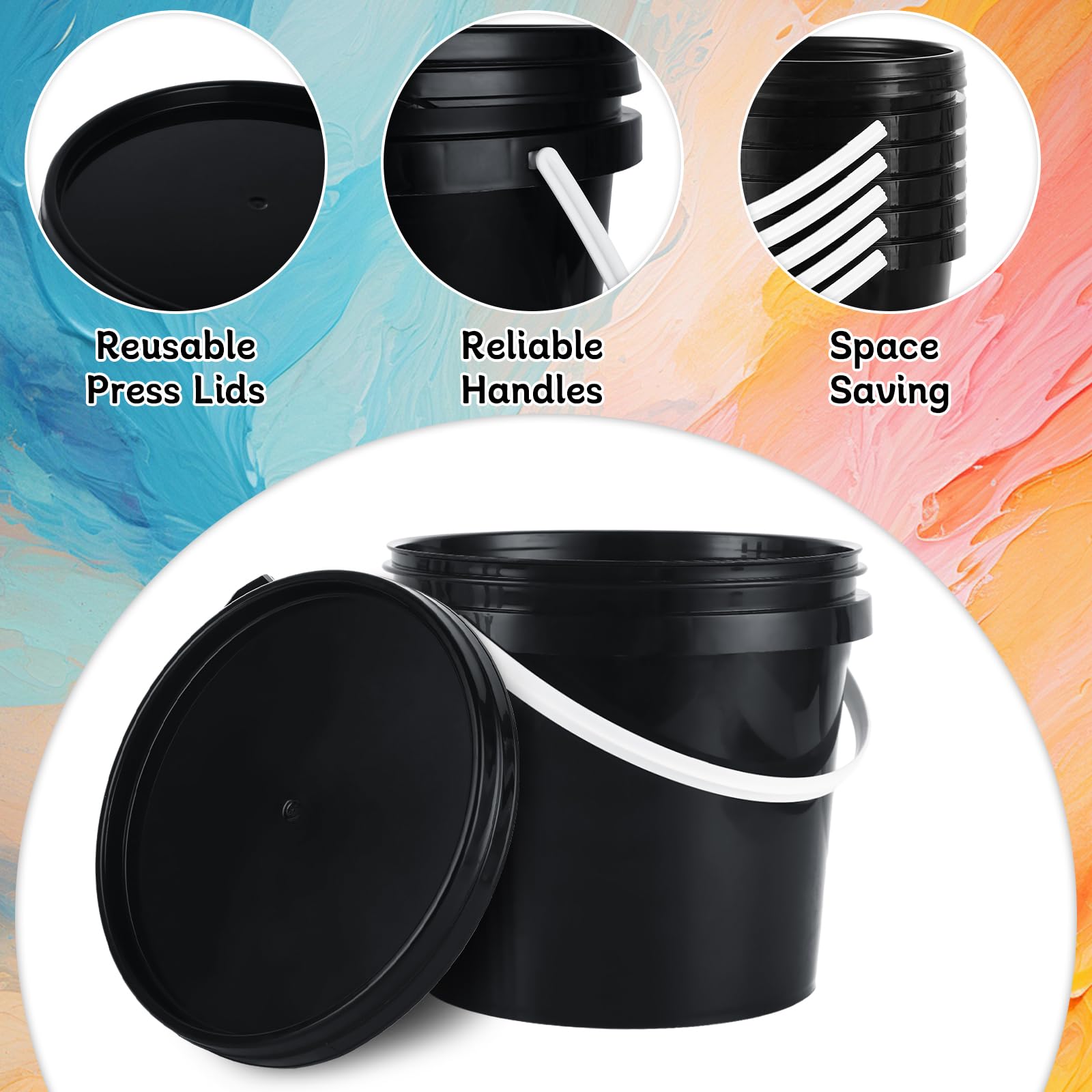 AKOLAFE plastic paint can side view highlighting durable handle