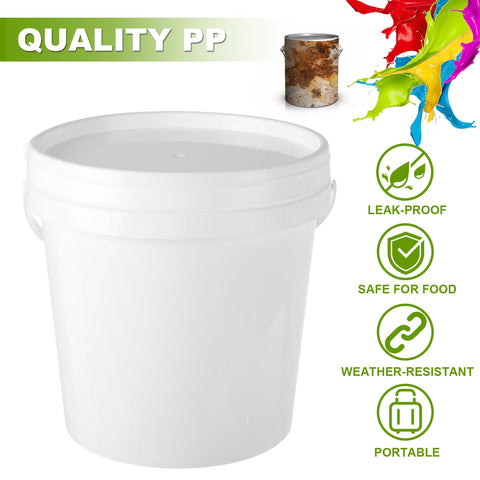 AKOLAFE white plastic paint pail with sturdy handle for DIY projects.
