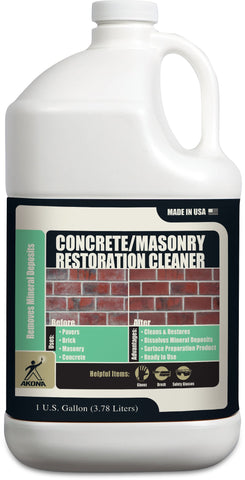 Akona Concrete/Masonry Restoration Cleaner bottle removes efflorescence.
