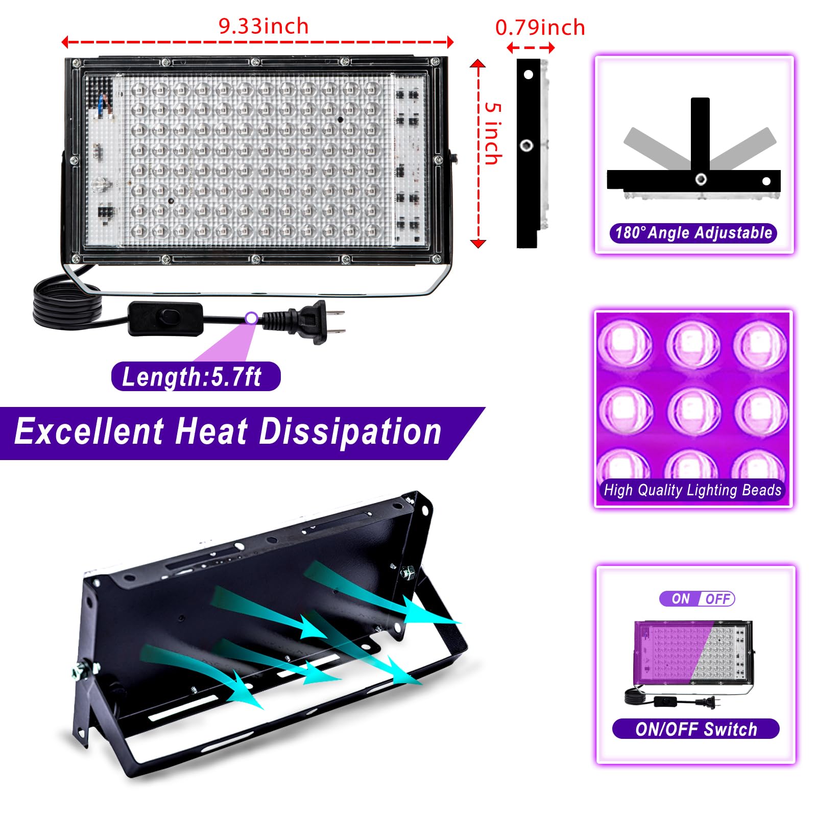 Akpgf 100W blacklight outdoor IP65 – outdoor-ready illumination for yard displays.