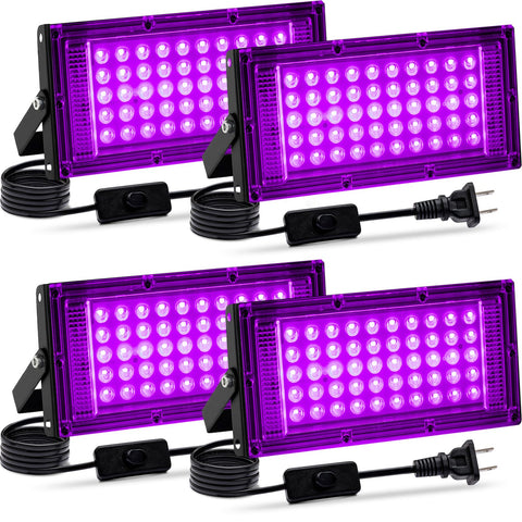 Akpgf 4 Pack 50W blacklight front view for compact indoor glow parties.