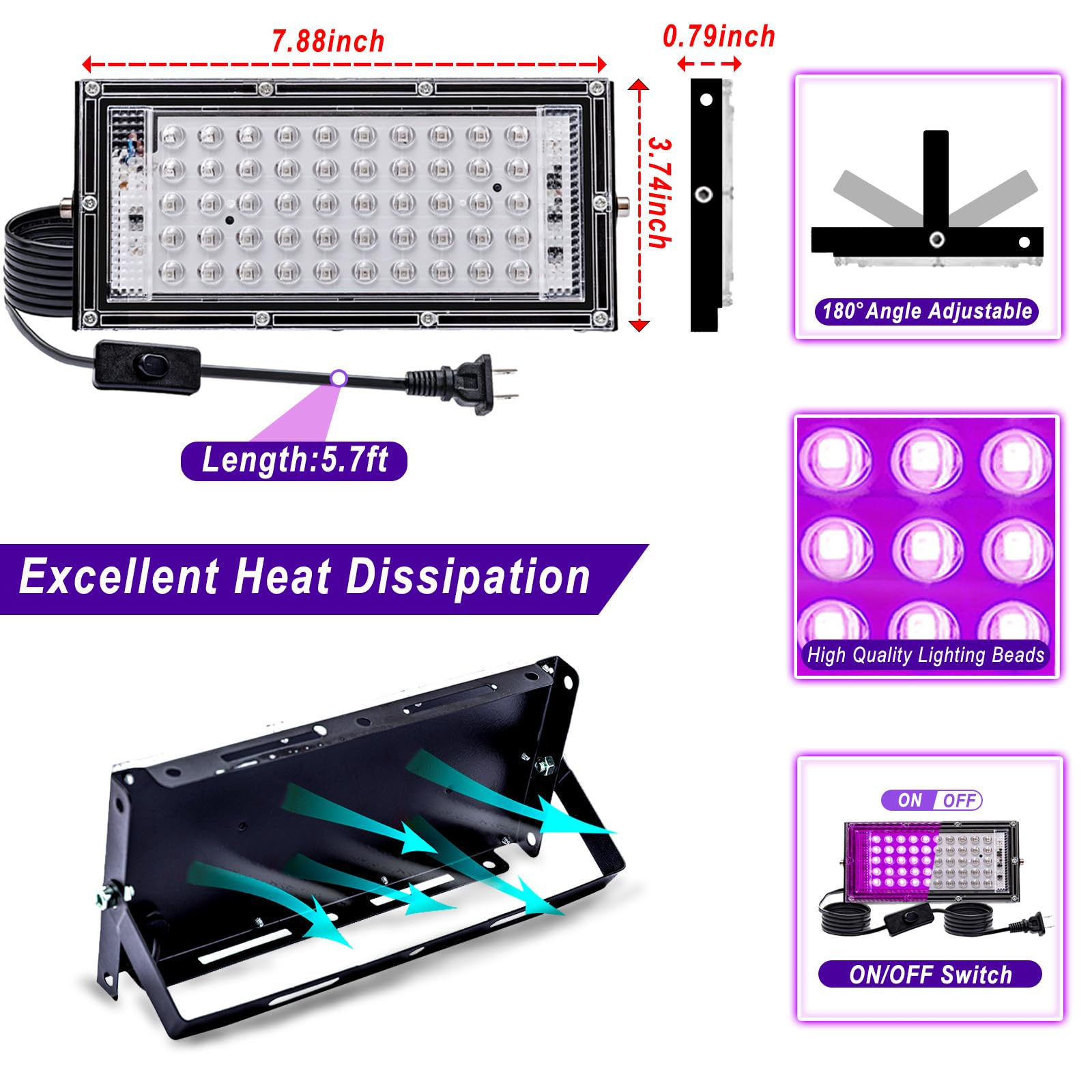Akpgf 4 Pack 50W blacklight outdoor use demonstrates outdoor glow for Halloween.