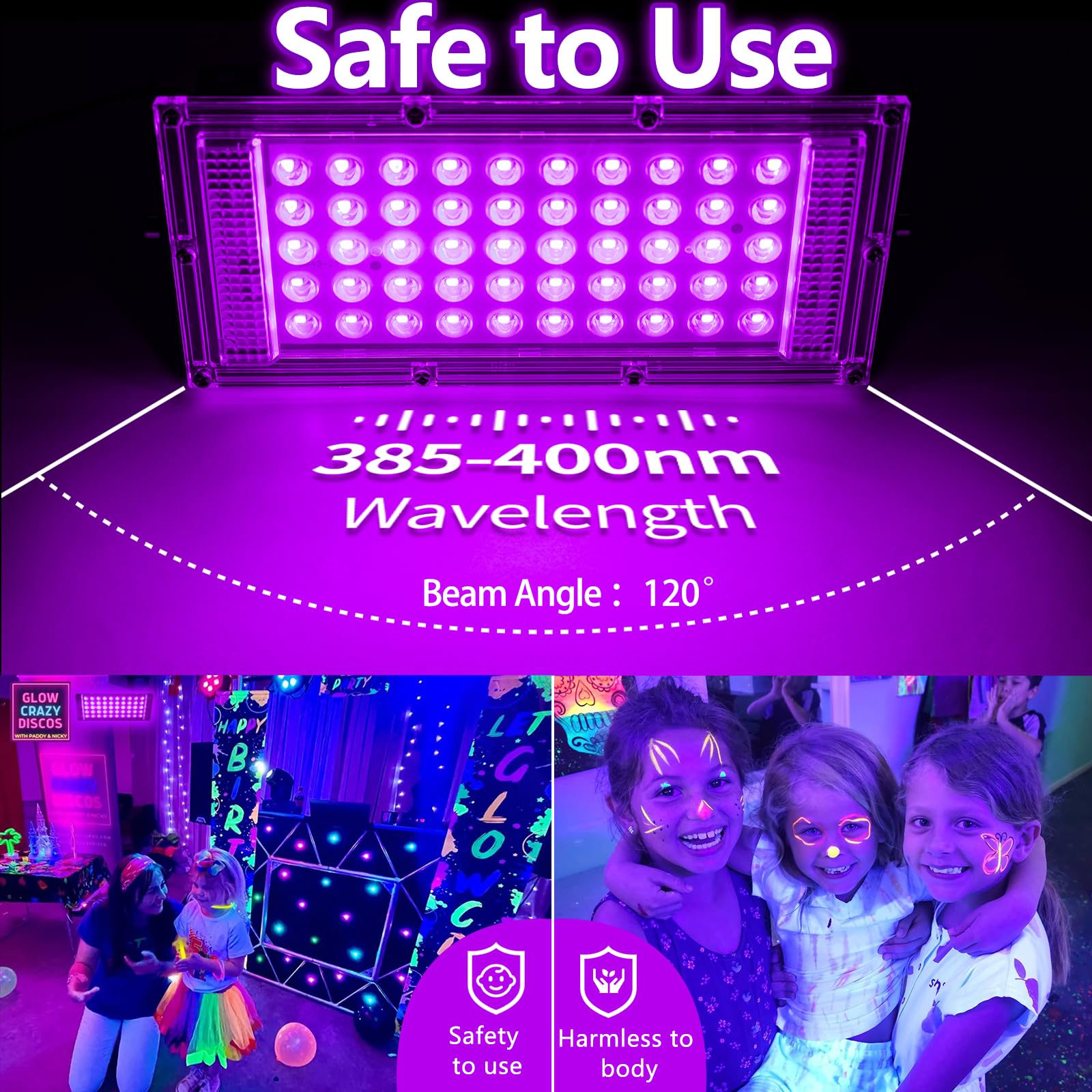 Akpgf 4 Pack 50W blacklight US plug and switch for easy setup.