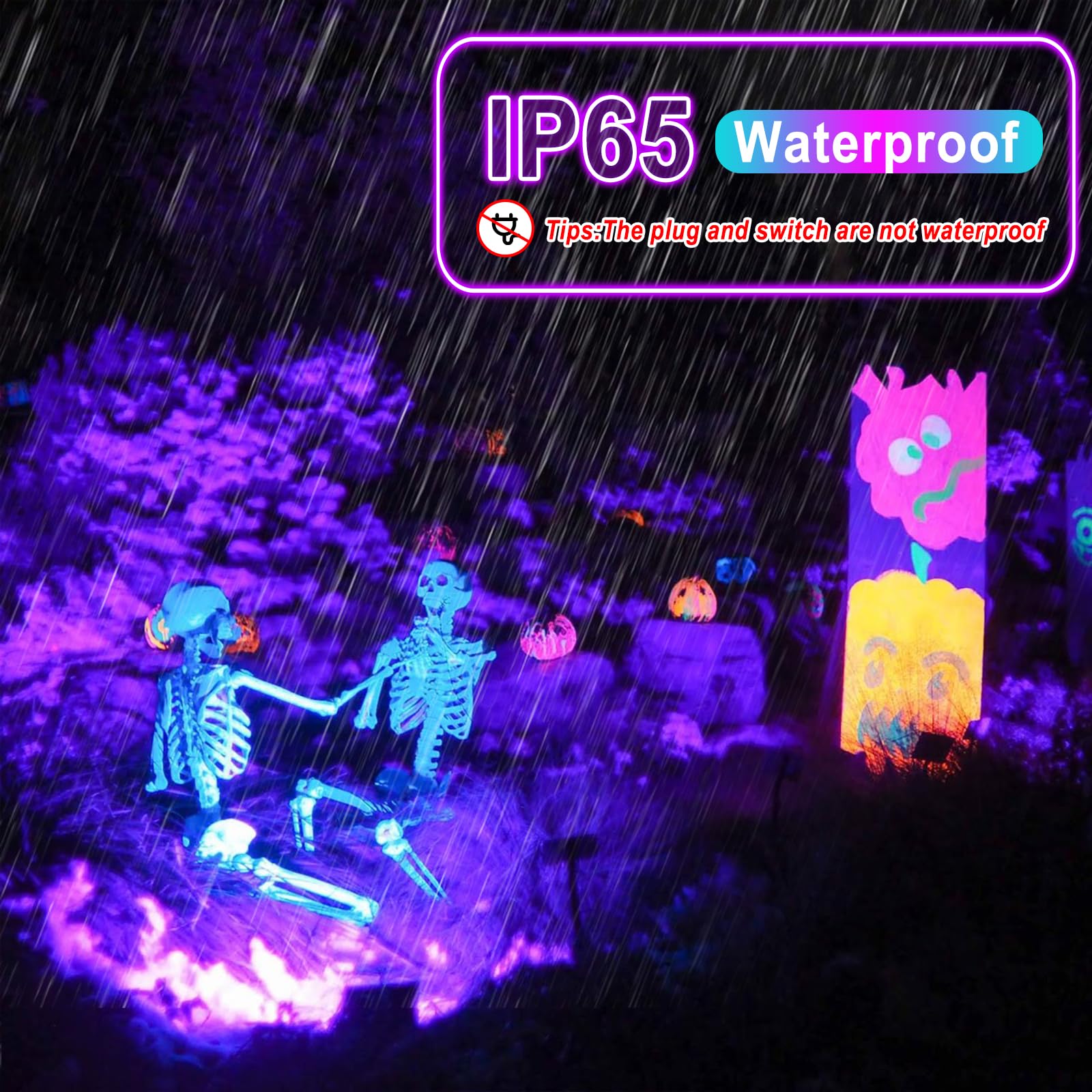 Akpgf 50W black light shows fluorescence with active pigments and paints