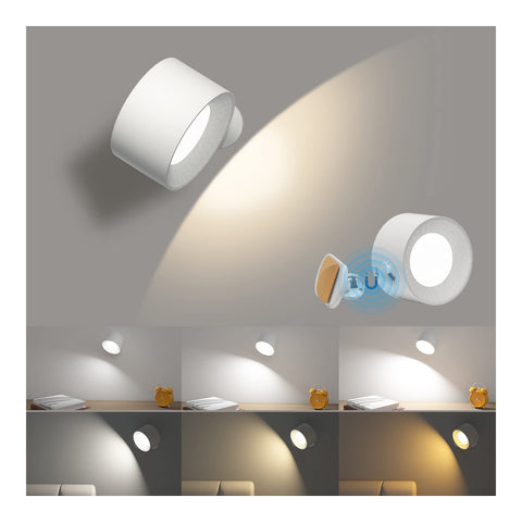 AKSDA battery wall light with 360-degree rotation for versatile bedside illumination