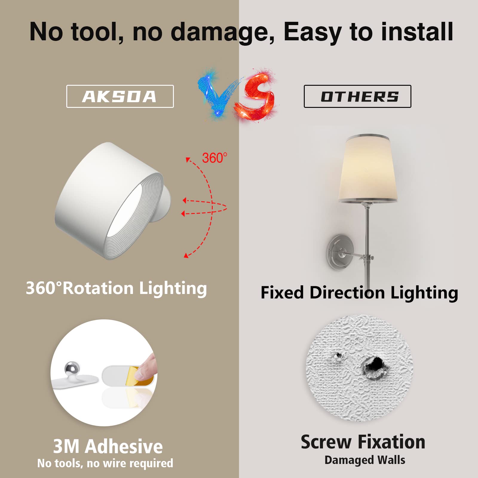 AKSDA wall light offering three color modes for customizable ambience