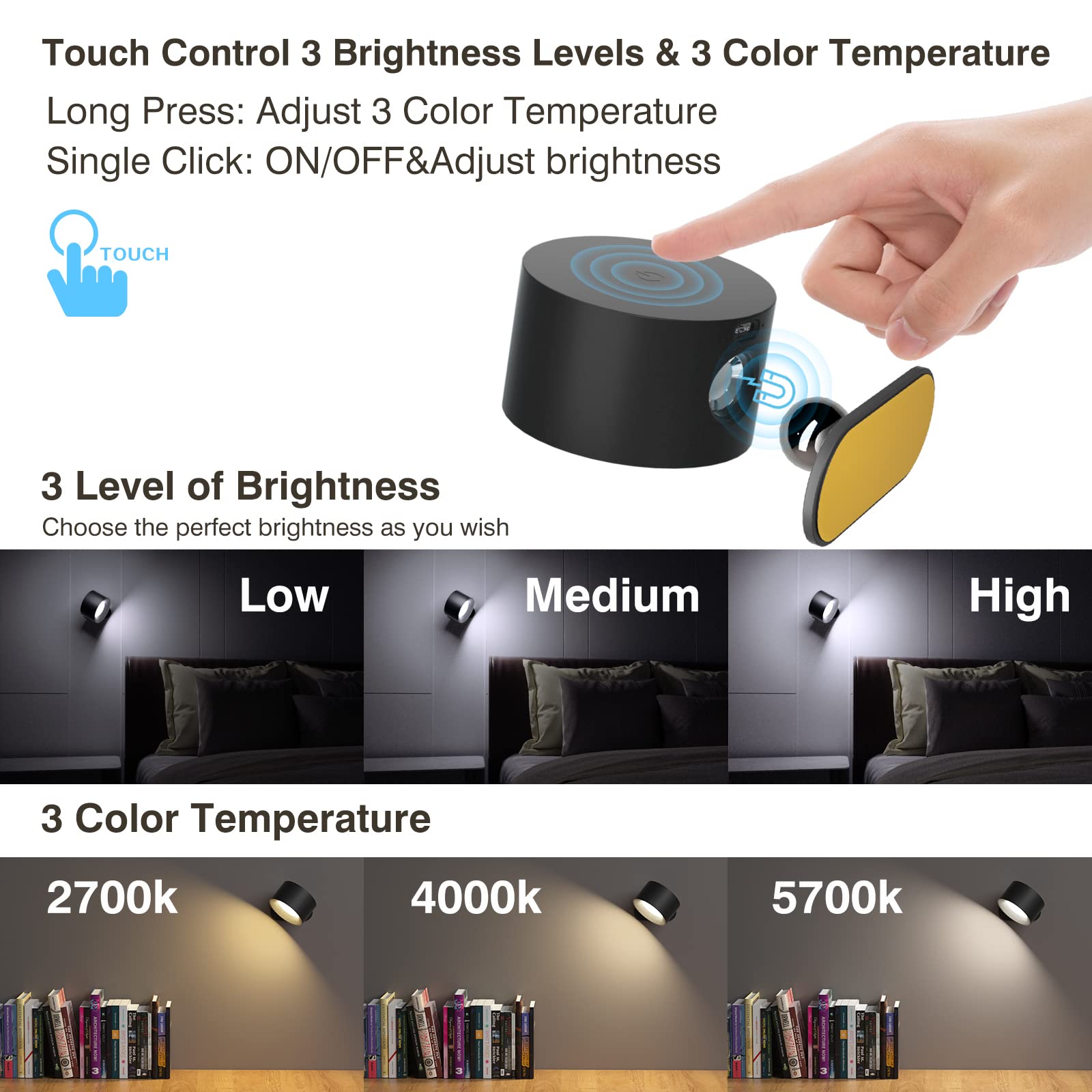 AKSDA LED reading light displays 4000K natural light for focused study