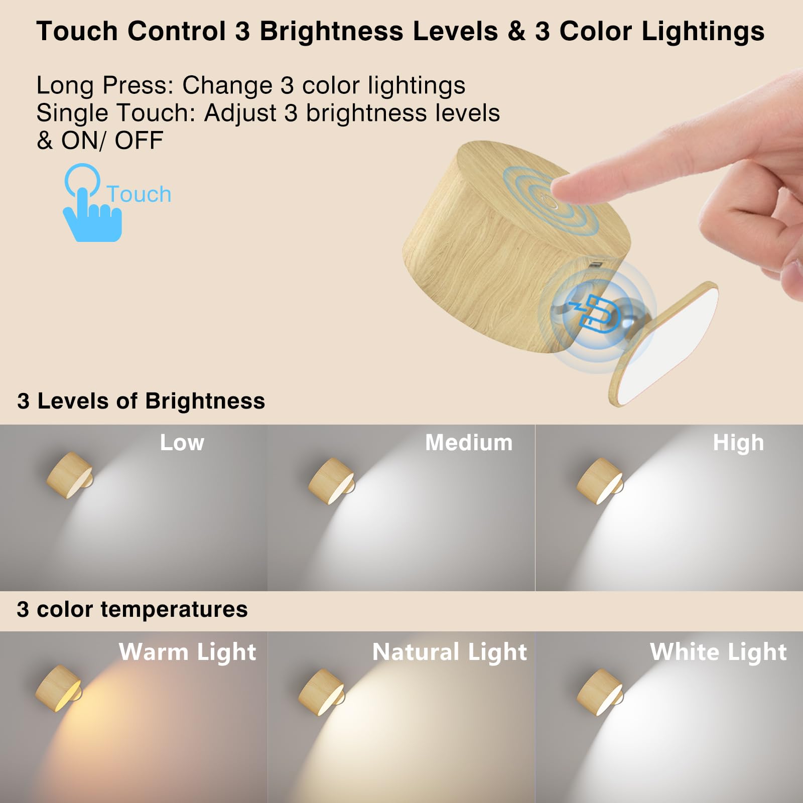 AKSDA LED wall sconce with 3 color modes for adjustable ambiance.