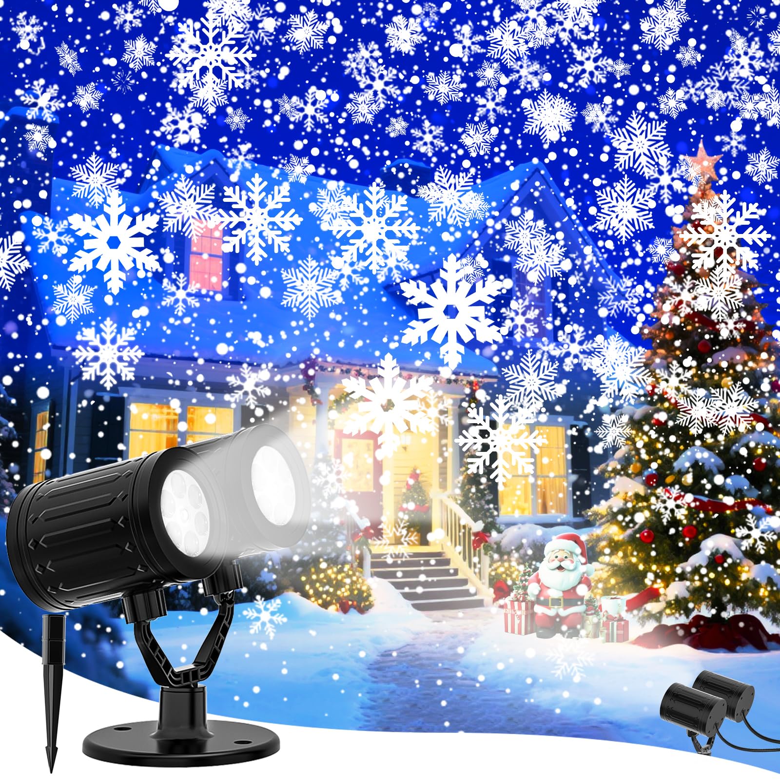 AKSDA Snowflake Projector Dual-Head creates a sparkling holiday yard display.