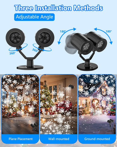 AKSDA Snowflake Projector wide coverage reaches up to 400 square feet outdoors.