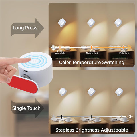 AKSDA wall sconce showing 3 color modes for versatile settings.