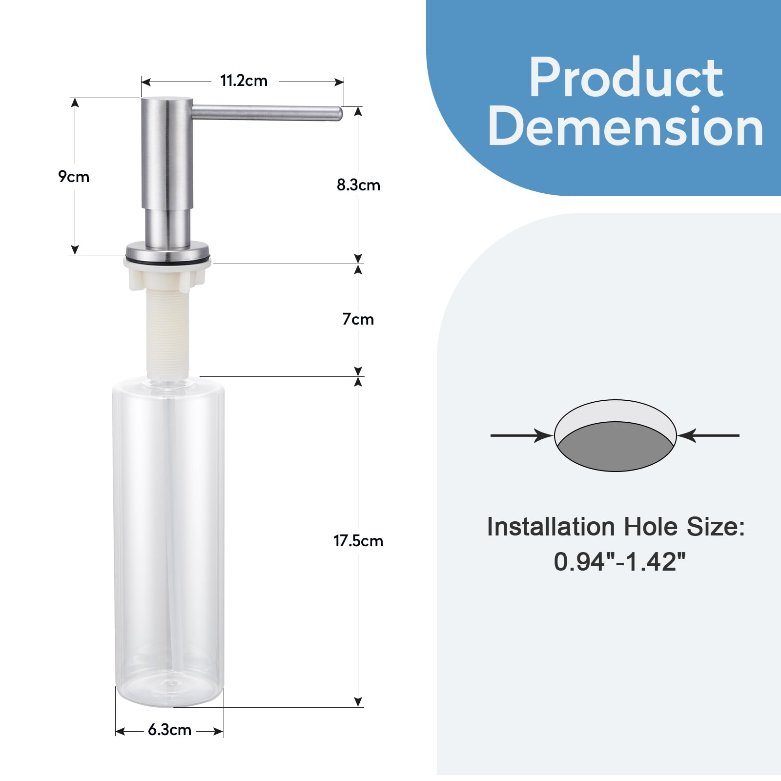 Aktines versatile dispenser holds dish soap, hand soap, or cream.
