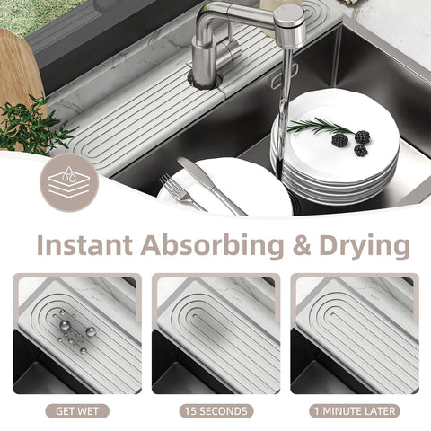 AKUVU sink pad doubles as storage for soap, cups, and toothbrushes.