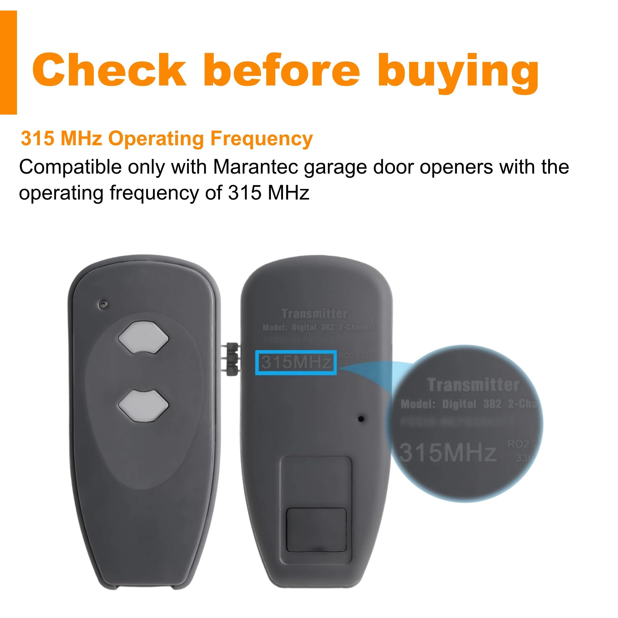 AKVF 2-fot M3-2312 remote back view shows clear labeling and indicators.