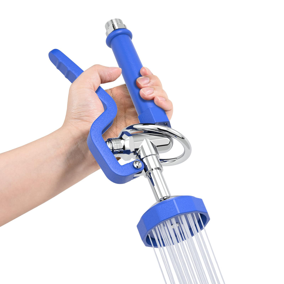 Akwadu pre-rinse sprayer head blue for efficient cleaning at commercial sinks.
