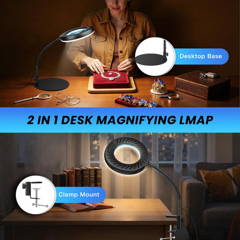 Akynite metal base desk lamp stays steady during close work