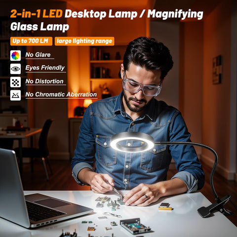 Akynite USB-powered magnifying lamp for flexible setups.