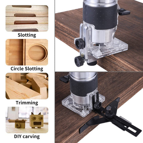 AKYPACH compact router base provides clear view during operation.