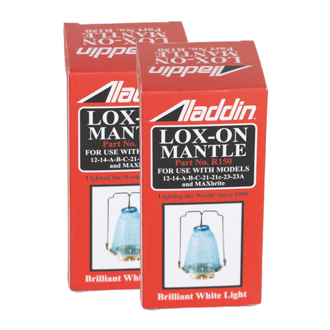 Aladdin Lox-On R150 mantle installed on a classic lamp for improved brightness.