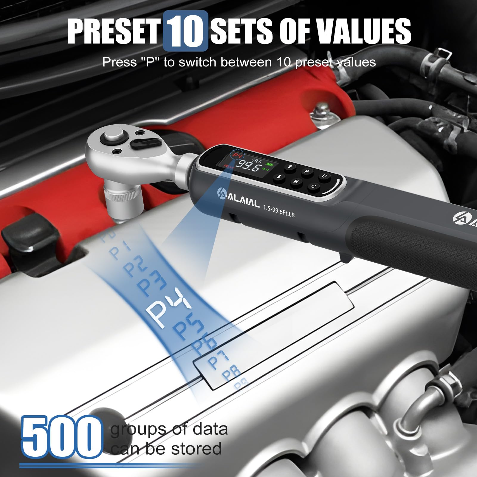 ALAIAL torque wrench adjusting car tire with clear digital display
