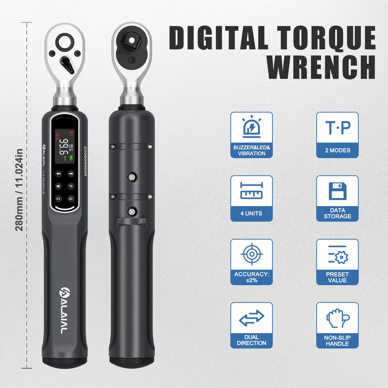 Rugged storage case accompanies the ALAIAL Digital Torque Wrench
