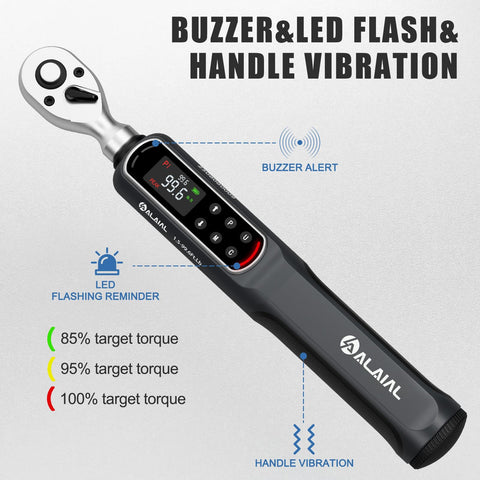 ALAIAL Digital Torque Wrench tri-alert system engaged during tightening
