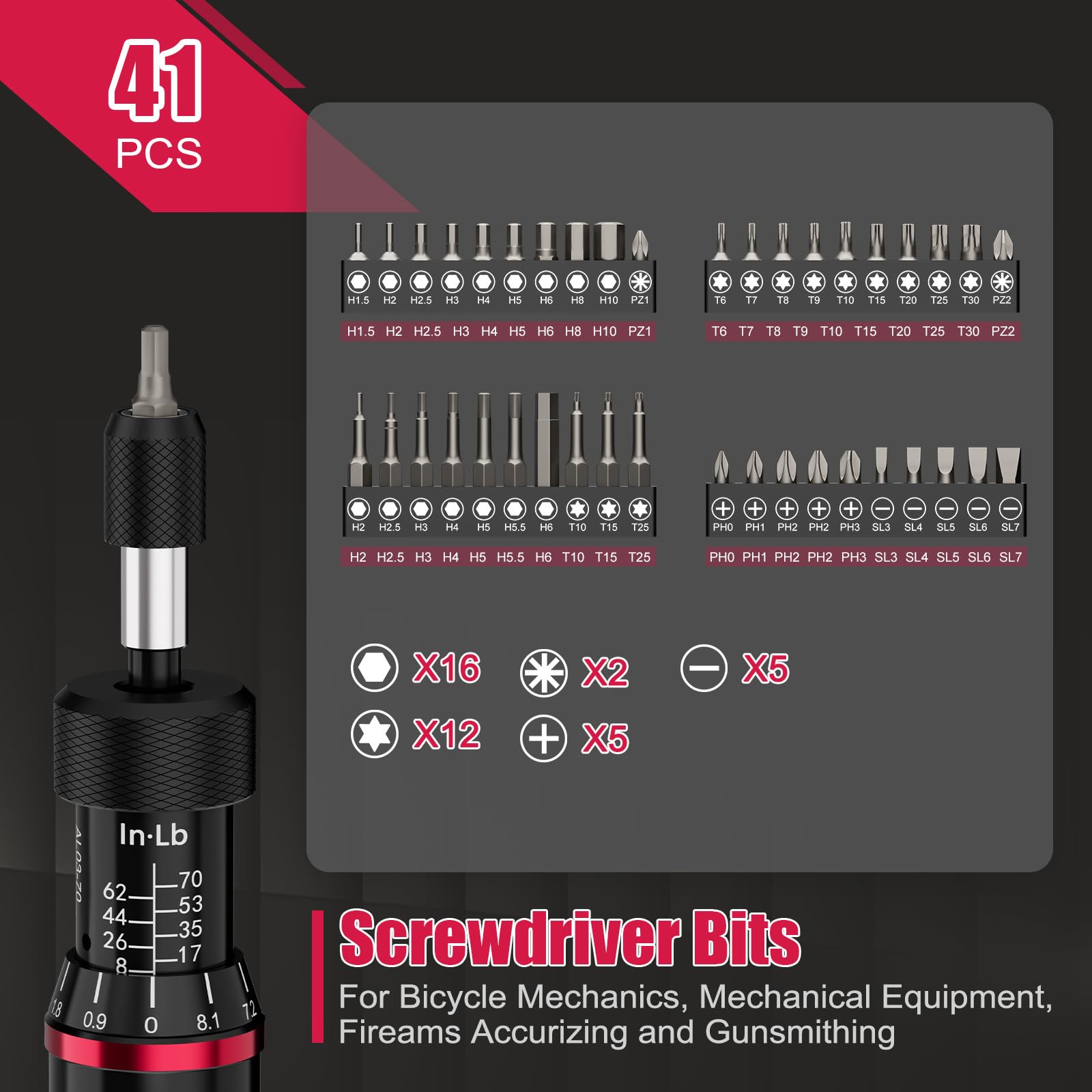 ALAIAL torque screwdriver set 25mm bits enabling precise fits across common fasteners.
