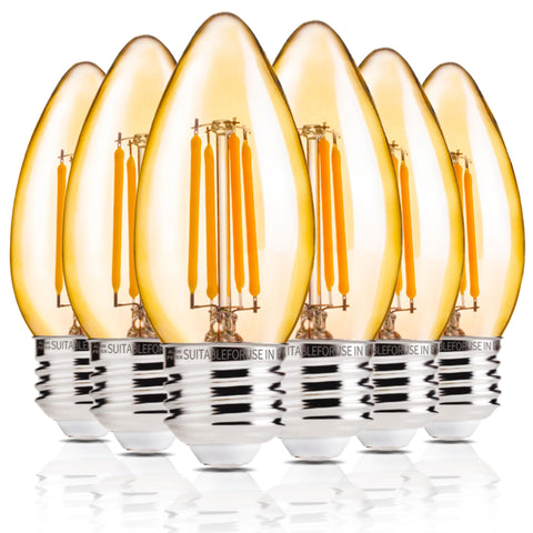 ALAMPEVER 6-pack chandelier bulbs with 40W equivalent for warm, inviting living spaces