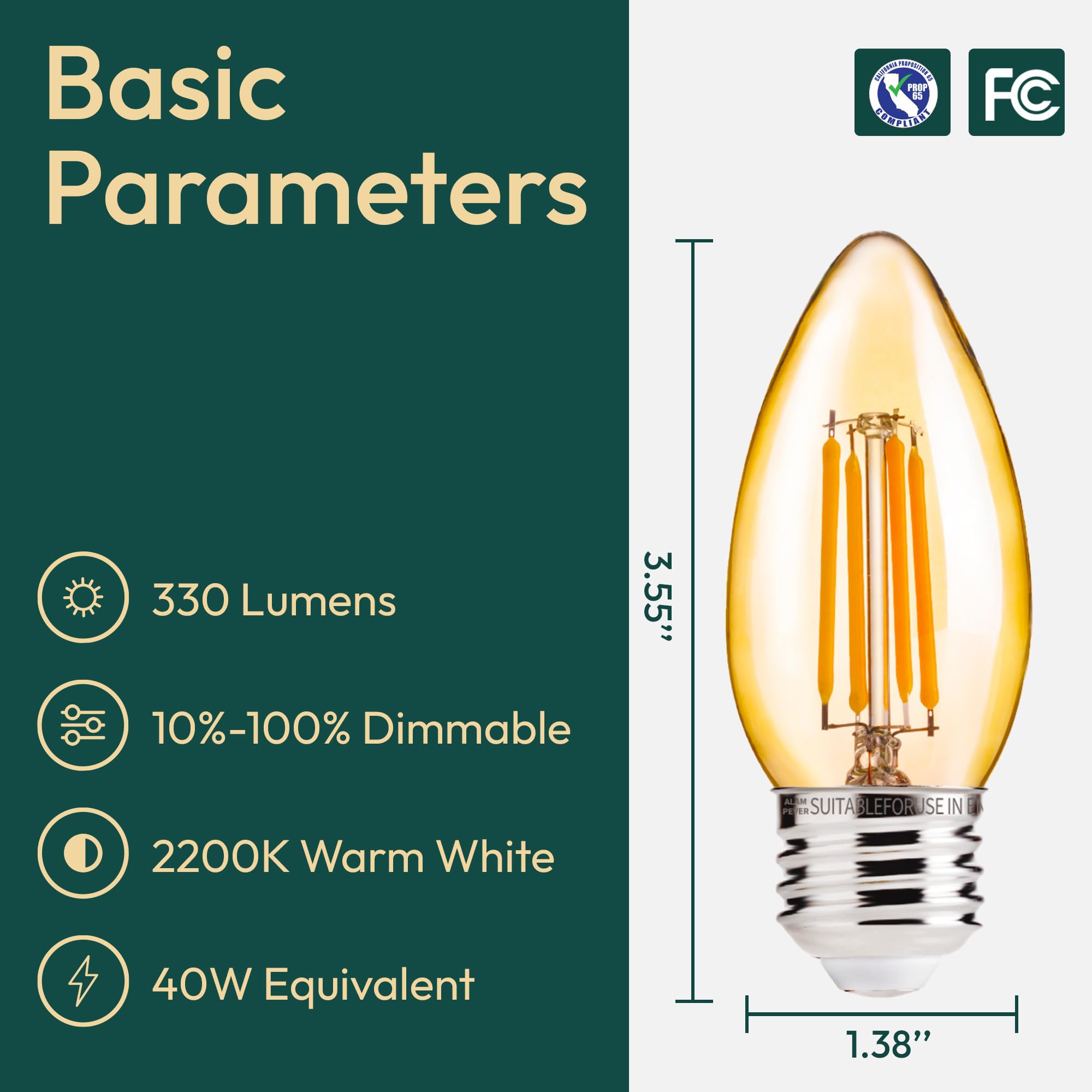 ALAMPEVER B11 LED candle bulb with warm 2200K creates cozy bedrooms and dining areas