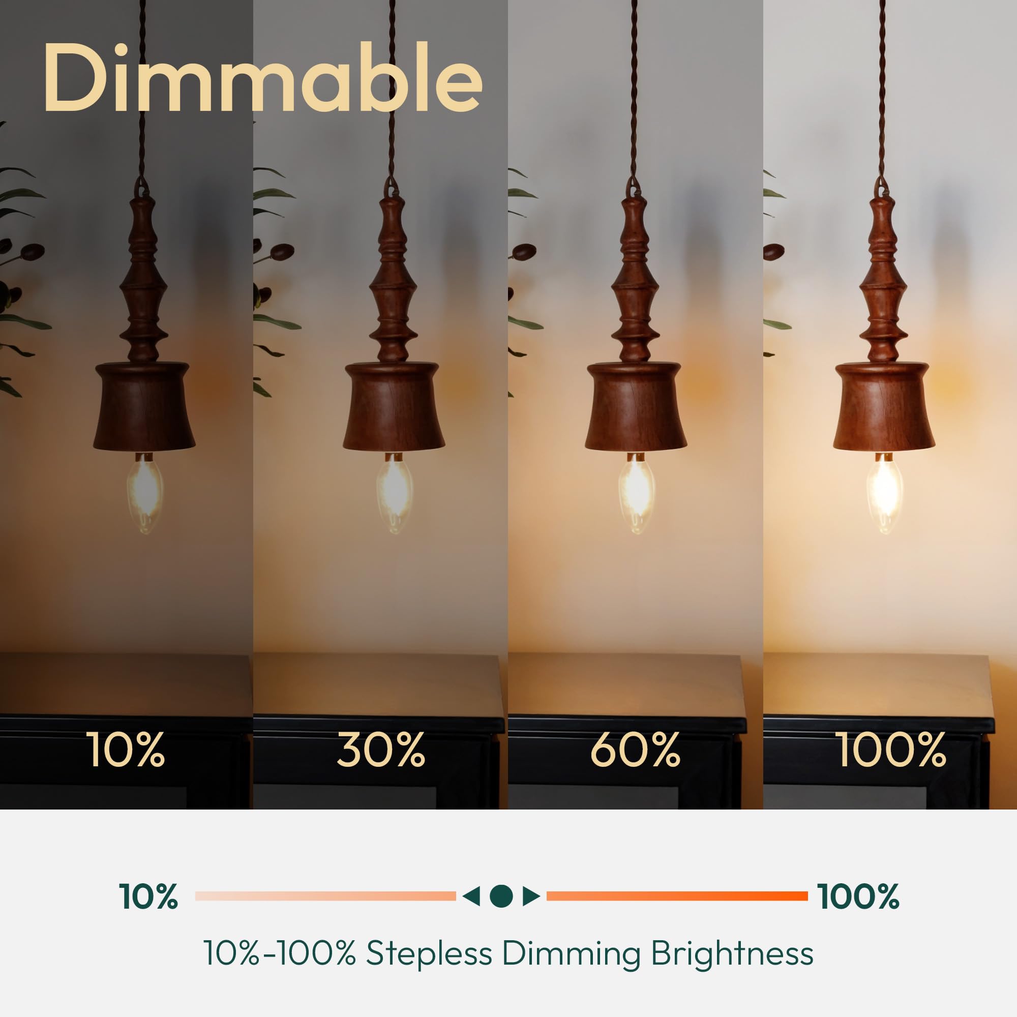 ALAMPEVER dimmable E12 B11 bulb enables smooth brightness control.