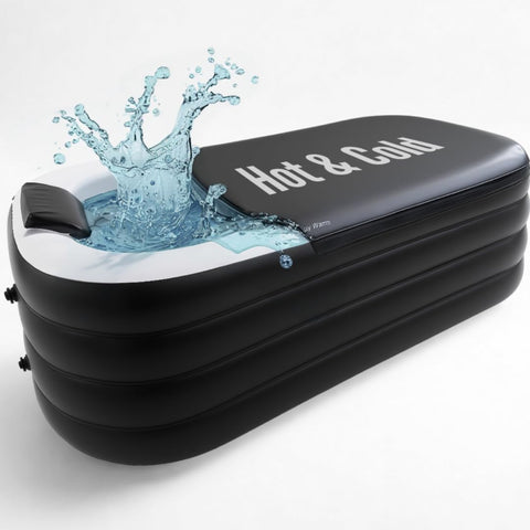 Alaskey portable inflatable bathtub ice bath setup for targeted cooling and recovery.