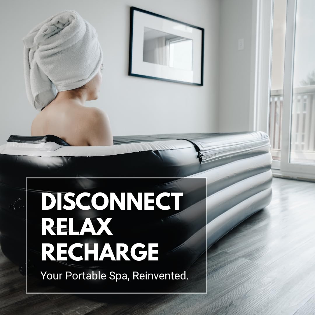 Alaskey portable inflatable bathtub interior view shows ample space for adults.